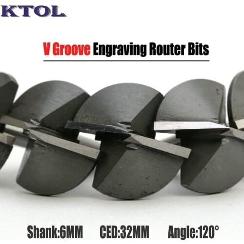 6x32mm 120 Degree V Groove Router Bit Woodworking Milling Cutters 3D Engraving Chamfering Tool CNC Carbide End Mills for Wood