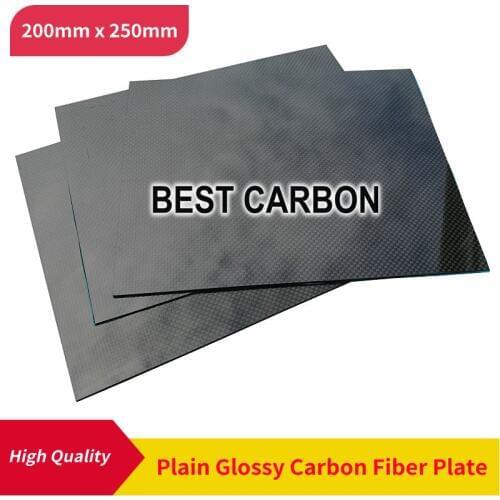 Free Shipping 200mm x 250mm 100% Plain glossy Carbon Fiber Plate, laminate plate, rigid plate , car board , rc plane plate