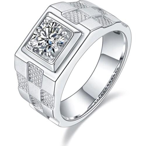 No sign crackling moissanite ring for men jewelry engagement ring for wedding 925 silver strong muscular style man ring gift