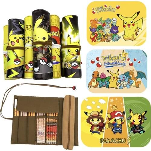 New Pokemon Pikachu Cartoon Pencil Case Round Printing Cartoon Boutique Estuches School Supplies Stationery Gift Shipping Free