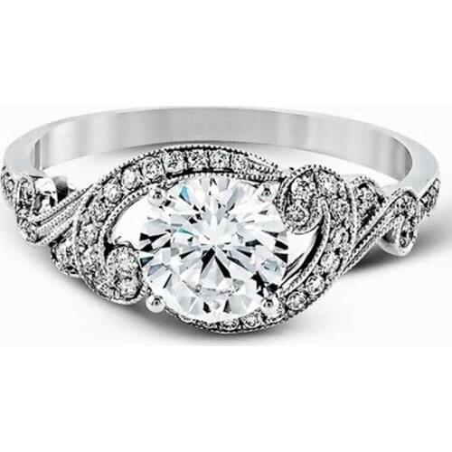 Huitan Elegant Ladys Finger-rings Silver Color with White Cubic Zirconia Bling Bling Women Wedding Party Rings Trendy Jewelry