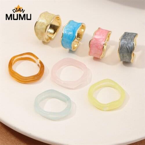 New Personality Colorful Rings Glazed Open Ring Retro Color Drip Irregular Enamel Index Finger Ring For Girl Gifts