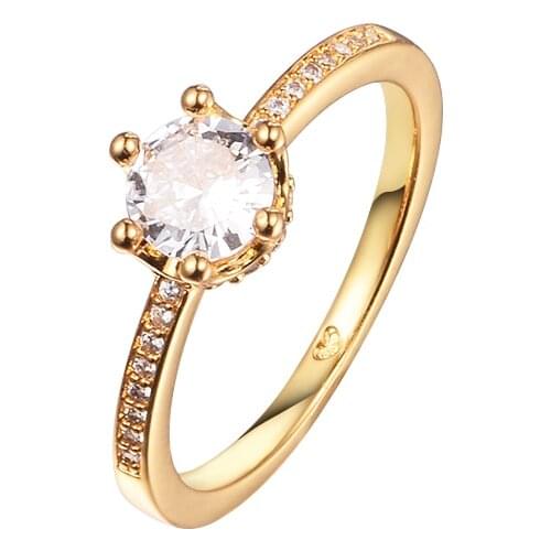 100% Real 925 Sterling Silver Clear Sparkling Crown Solitaire Rings for Women Original Jewelry Wedding Party Gift 2021 New