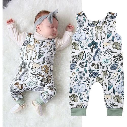 Cute Summer Newborn Kid Romper Baby Infant Girls Boys Animals Cartoon Print Sleeveless Rompers Jumpsuit BABY Clothing 0-24M