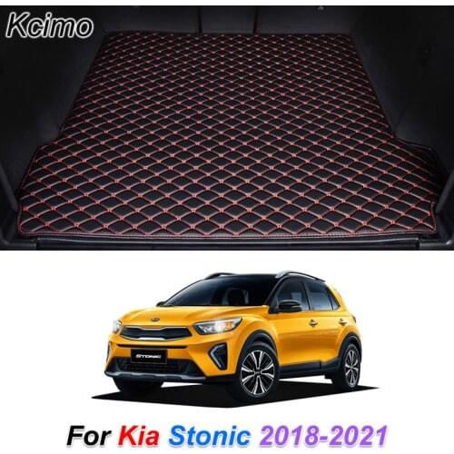 Leather Car Trunk Mat for Kia Stonic 2018-2021 Cargo Liner Trunk Floor Pad Carpet Car Accessories
