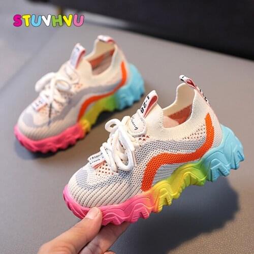 Kids Shoes for Boys and Girls Sneakers Flying Woven Color Sports Shoes Toddler Fashion Shoes Summer Single Mesh Child Sneakers