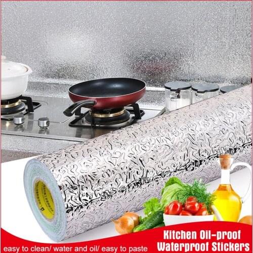 Kitchen Oil-proof Waterproof wall Stickers Aluminum Foil Kitchen Stove Cabinet Self Adhesive Wall Sticker DIY home decor