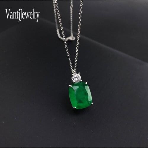 Created Emerald Pendant Sterling 925 Silver Fine Jewelry for Woman Lady Wedding Party Gift