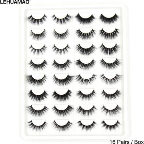 LEHUAMAO 16Pairs Eyelashes 3D Mink Eyelashes Natural Long False Eyelashes Cruelty Free Volume Lashes Different styles Reusable