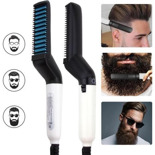 Multifunctional Hair Comb Brush Beard Straightener Electric Hair Straighten Curler Quick Hair Styling Comb Men Beard Styler Tool
