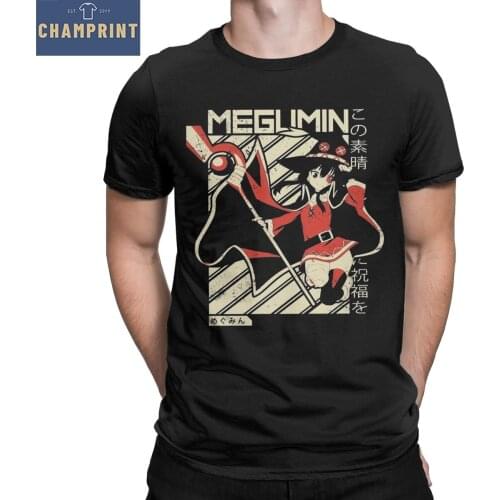 Megumin Konosuba Kono Subarashii Men T Shirts Cartoon Novelty Tee Shirt Short Sleeve Crew Neck T-Shirt Cotton Gift Idea Clothes