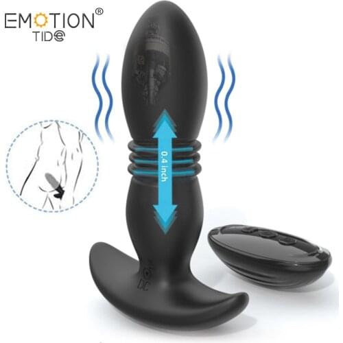 Male Automatic Retractable Anal Plug Vibrator Prostate Massager Remote Control Vibration Anal Sex Masturbation Sex Toy Adult 18
