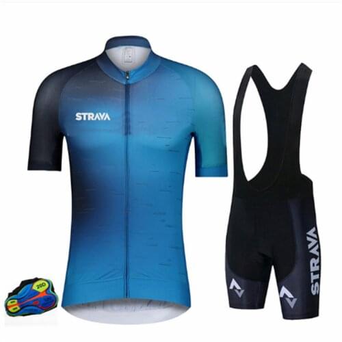STRAVA 2021 New Mens Custom Bike Uniforms Bicycle Wear Cycling Jersey Set Bicycle Suit Quick-Drying Sublimated MTB Cycling Sets