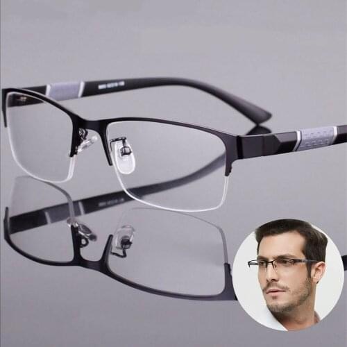 High Quality Men Business Reading Glasses Half Frame Eye Protection Anti-Blue Light Eyeglass Vintage Ultra Light Office Eyewear