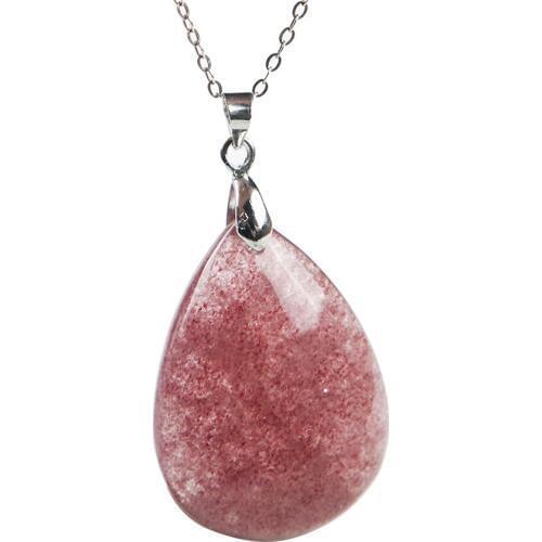Genuine Natural Strawberry Quartz Crystal Transparent Stone Waterdrop Bead Necklace Lady Jewelry Making Pendant Popular Necklace