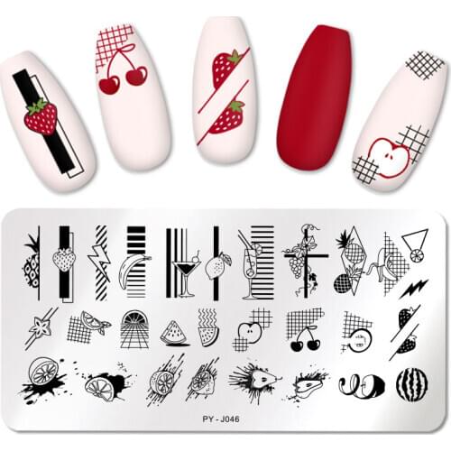PICT YOU Nail Stamping Plates Fruit Pattern Halloween Christmas Love Striped Line Nail Art Plate Stencil Stainless Steel Plate