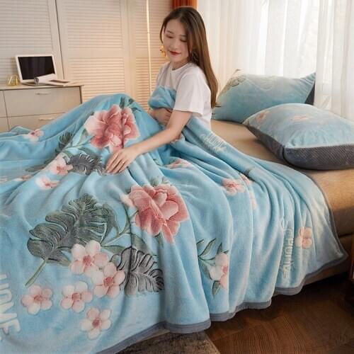 2020 Warm Throw Blanket Soft Long Plush Bed Cover Blanket Bedspread Bed Sheet 1Pcs for Bed / Sofa
