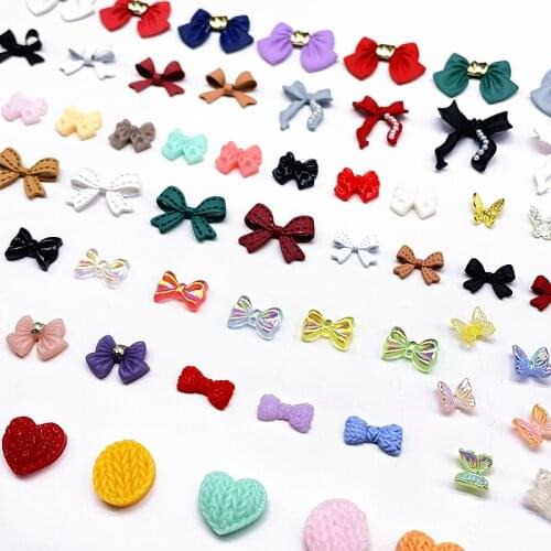 Resin Bowknot 3D Nail Decorations Bow Ornament Bowknots Nail Accessories Silocone Valentine Manicure Phone Case DIY Nails Design
