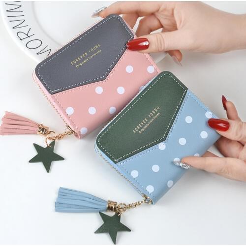 Pop Women Wallets Round Zipper Lovely Lady Cards ID Holder Moneybags Coin Purse Pocket Woman Clutch Billfold Wallet Burse
