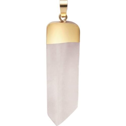 Reiki Chakra Irregular Natural White Transparent Crystal Pendants Healing Stones Pendulum Healing Stone for DIY Necklace