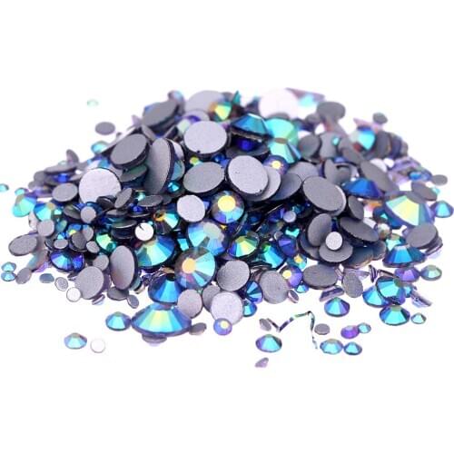 Super Glitter Tanzanite AB Flatback Non HotFix Crystal Rhinestones For Nail Art Glue one Strass Shoes And Dancing Decoration