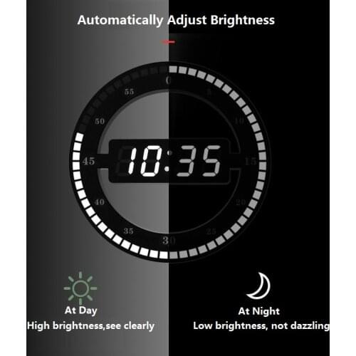 LED Digital Wall Clock 3d Luminous Mute Electronic Wall Clock Temperature Date Multi-function Jump Second Clock Home Decoration