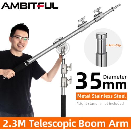 Stainless Steel MF-01 94-232cm 37"- 91" Studio Photo Telescopic Boom Arm Top Light for Pro Studio Flash Strobe