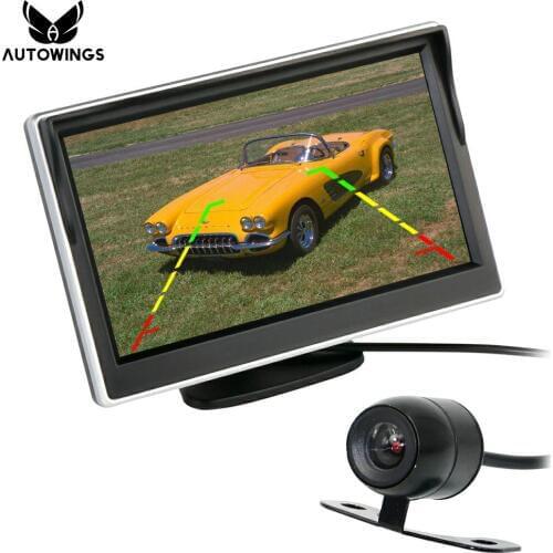 Mini Waterproof Car Rear View Backup Camera 5.0 Inch TFT LCD 800*480 Color 16:9 Screen Car Parking Monitor 2 Way Video Input