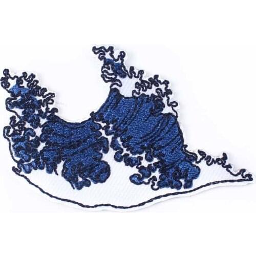 Waves Patches Embroidered Iron on outdoor Patches for Clothing DIY Stripes Clothes Stickers Badges