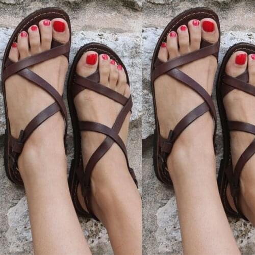 ASHIOFU Handmade Womens Flat Sandals Back-to-school Casual Shoes Daily Wear Party Fashion Sandals Shoes