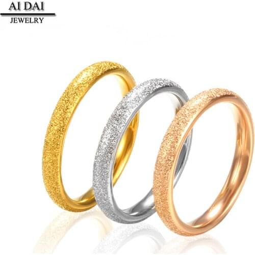 Korean version of pearl sand couple ring titanium steel female tail ring simple fashion romantic temperament female ring plain r