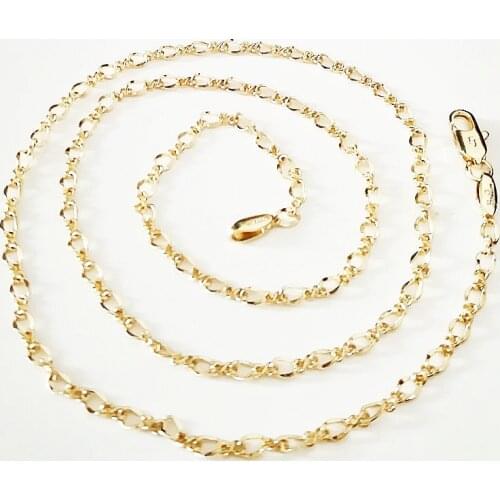 Women Necklace 585 Gold Chain New Fashion Women Jewelry Accessories Classic Copper Long Lady 3mm 48cm Slim Necklace Chains