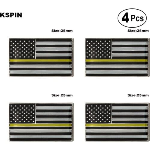 U.S.A Police Yellow Brooches Lapel Pin Flag badge Brooch Pins Badges 4pcs