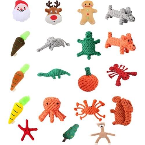 1PC Plush Squeaky Crab Dog Toy Bite-Resistant Clean Dog Chew Puppy Training Toys Soft Octopus Carrot And Vegetable Pets Supplies