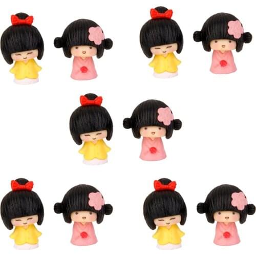 10Pcs Resin Miniature Dollhouse Bonsai Craft Fairy Garden Glass Vase Kimono Girls Decor