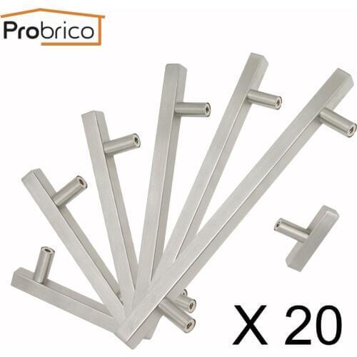 Probrico 20 PCS Cupboard Handles Kitchen Cabinet Pulls Wardrobe Dresser Closet Door Knobs 12mm*12mm Stainless Steel Hardware
