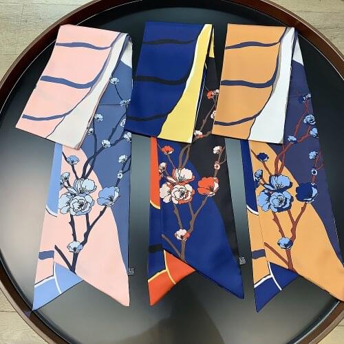 2019 Autumn Travel New Plum Blossom Double Printed Twill Silk Ladys Long Silk Scarf Women Silk Scarf 160*13CM