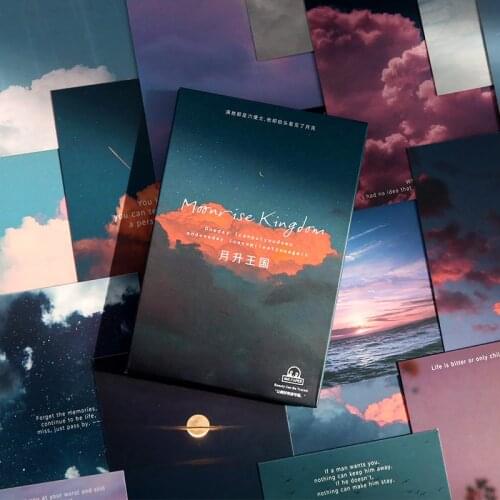 30 Pcs/Set Moonrise Kingdom Series Postcard INS Style Scenery Greeting Cards Message Blessing Card Gift Stationery