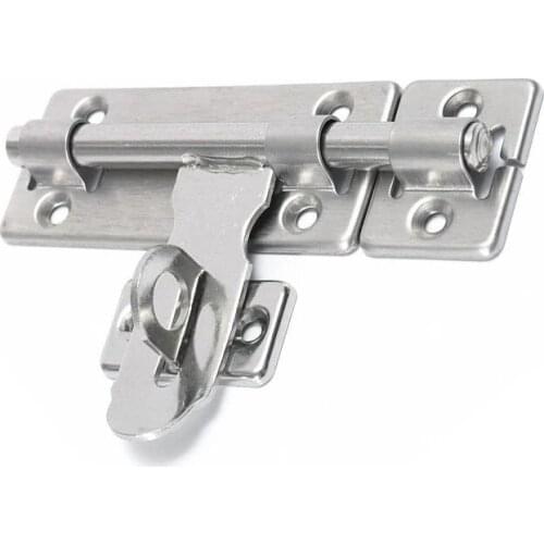 4 Inch Hardware Door Lock Stainless Steel Barrel Bolt Latch Padlock Clasp Set Brushed For Locking Door Window Drawer Cupboard