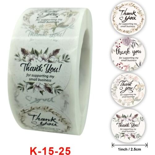 500Pcs Thank You Stickers Seal Labels Round Flower Stickers For Hand Made Gift Wedding Decor Labels Stationery Stickers