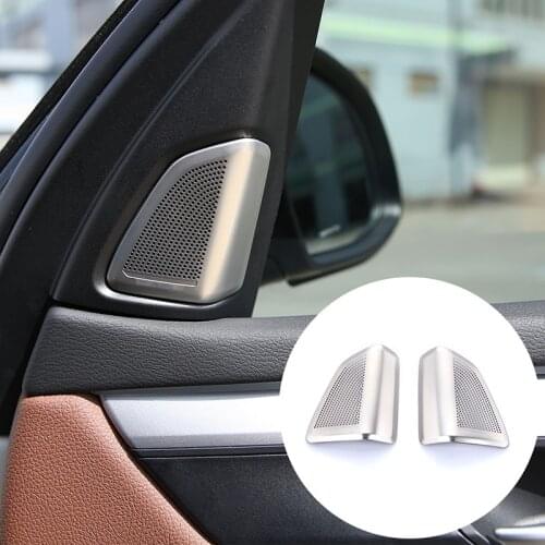 Stainless Steel Car Styling for BMW X5 2014-2018 Car Tweeter Speaker Cover Trim Silver Car Interior Accessories 2 Pcs