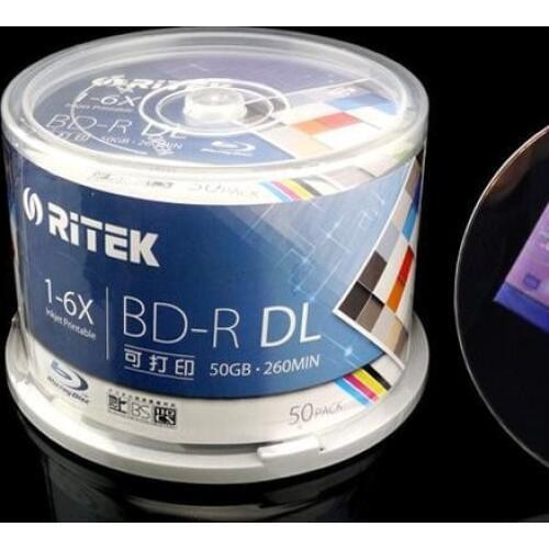 Freeship BD-R 50G 50 PCS/Pack - RITEK BD-R 1-6X 50GB BDR Disc Printable Blue-ray BD-R Blank disc Ritek (Taiwan)