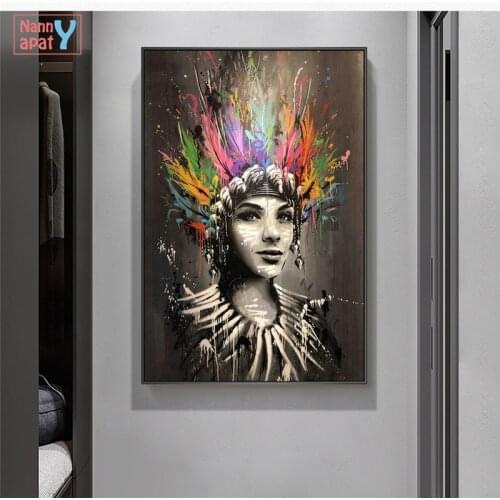 Black Woman Nordic Art Wall Pictures African Woman Modern Canvas Painting Graffiti Wall Art Posters And Prints Home Decoration