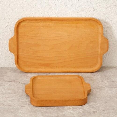 Wooden Tea Tray Serving Table Plate Snacks Food Storage Dish for Hotel Home Serving Tray Pallet With Handle Ears For Children