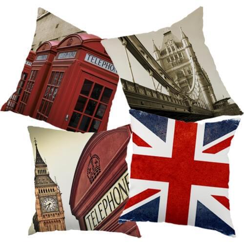 The British style Home Decorative Throw Pillow Case Vintage Cotton Linen Square Cute pillowcase