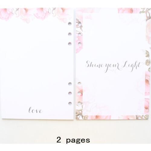 Domikee cute flower pattern girl 6 holes blank inner paper sheets for binder planner spiral notebooks stationery supplies A5 A6