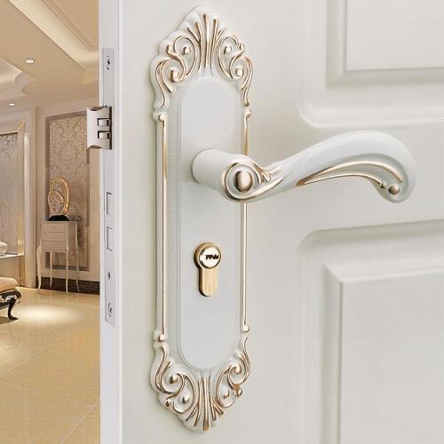 European style door lock indoor bedroom wooden door lock home mechanical door ivory room mute room door lock