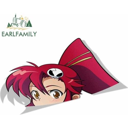 EARLFAMILY 13cm x 7.9cm for Yoko Littner Tengen Toppa Gurren Lagann Peek Anime Big Head Vinyl Car Sticker JDM Window Trunk Decal