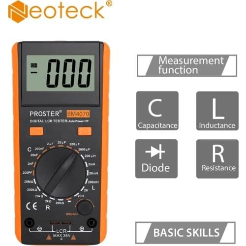 Neoteck LCR Meter Multimeter Tester For Capacitance Resistance Inductance Crocodile Clip Measuring Tool with Bag BM4070