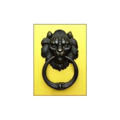 Chinese Old New Chinese BRASS Fierce Lion Head Door Knocker 7" High decoration brass factory outlets